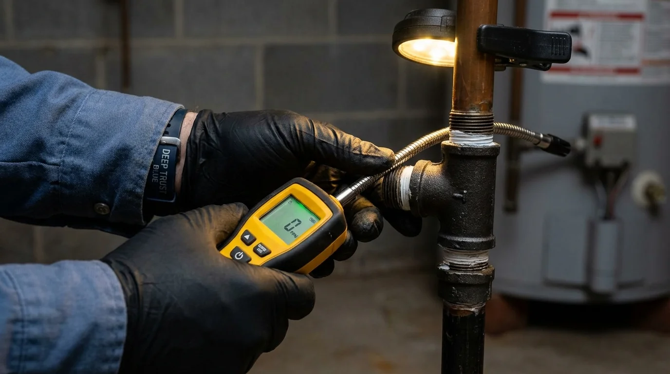 Gas leak detection with electronic sniffer by Johns Plumbing LLC in Vineyard Haven
