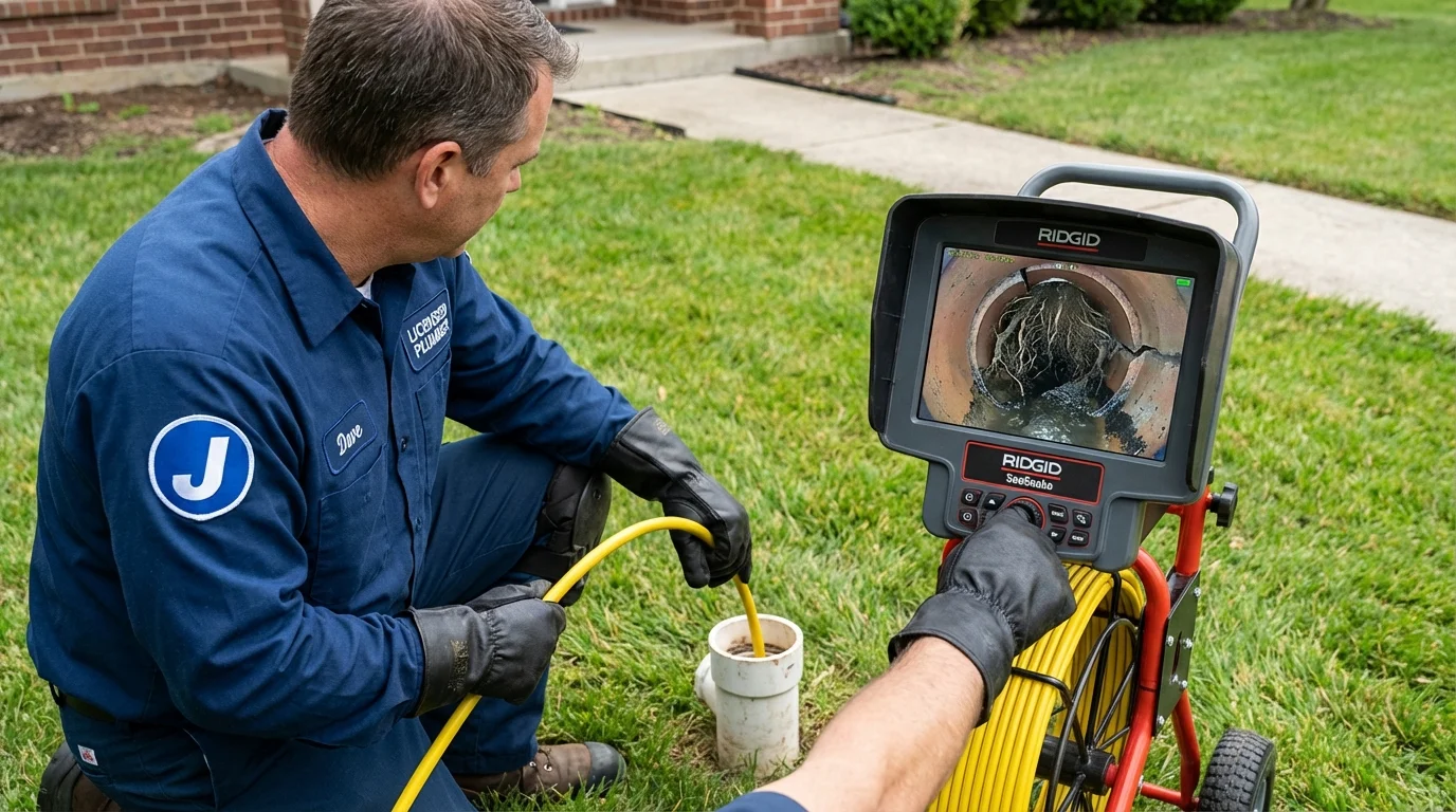 Sewer camera inspection being performed by Johns Plumbing LLC in Vineyard Haven